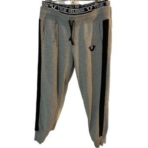 True Religion Mens Size M/M Gray Elastic Waist Tapered Jogger Sweatpants